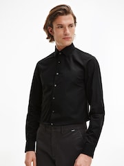 Calvin Klein Black Slim Fit Poplin Stretch Shirt - Image 1 of 5