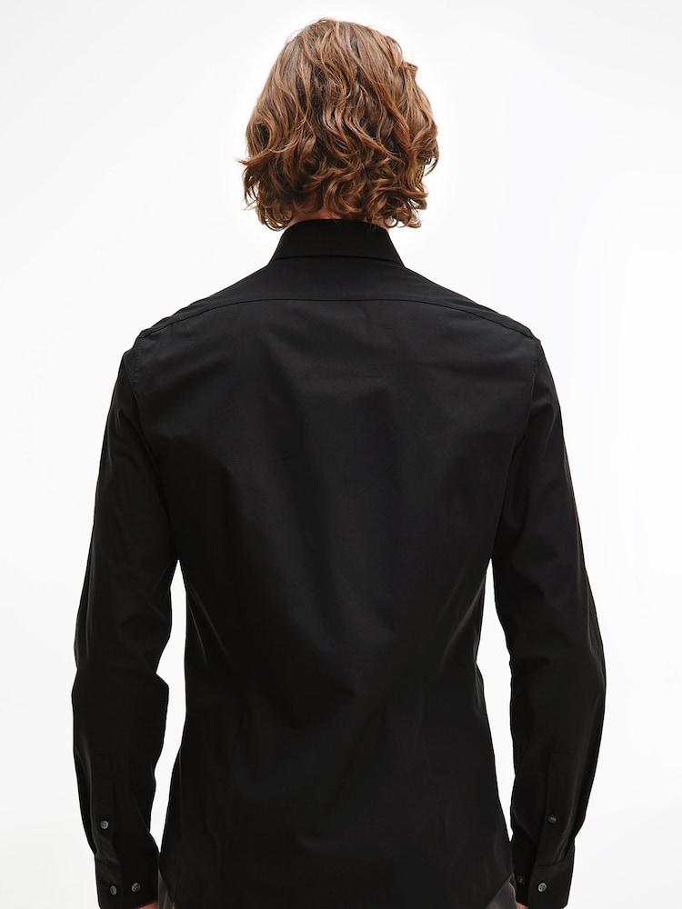 Calvin Klein Black Slim Fit Poplin Stretch Shirt - Image 2 of 5