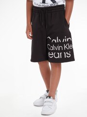 Calvin Klein Jeans Boys Black Blown-up Logo Joggers Shorts - Image 1 of 5