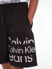 Calvin Klein Jeans Boys Black Blown-up Logo Joggers Shorts - Image 3 of 5