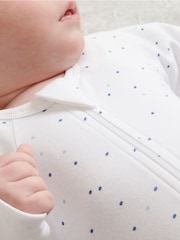 Purebaby Blue 100% Cotton Zip Baby Sleepsuits 2 Pack - Image 5 of 5