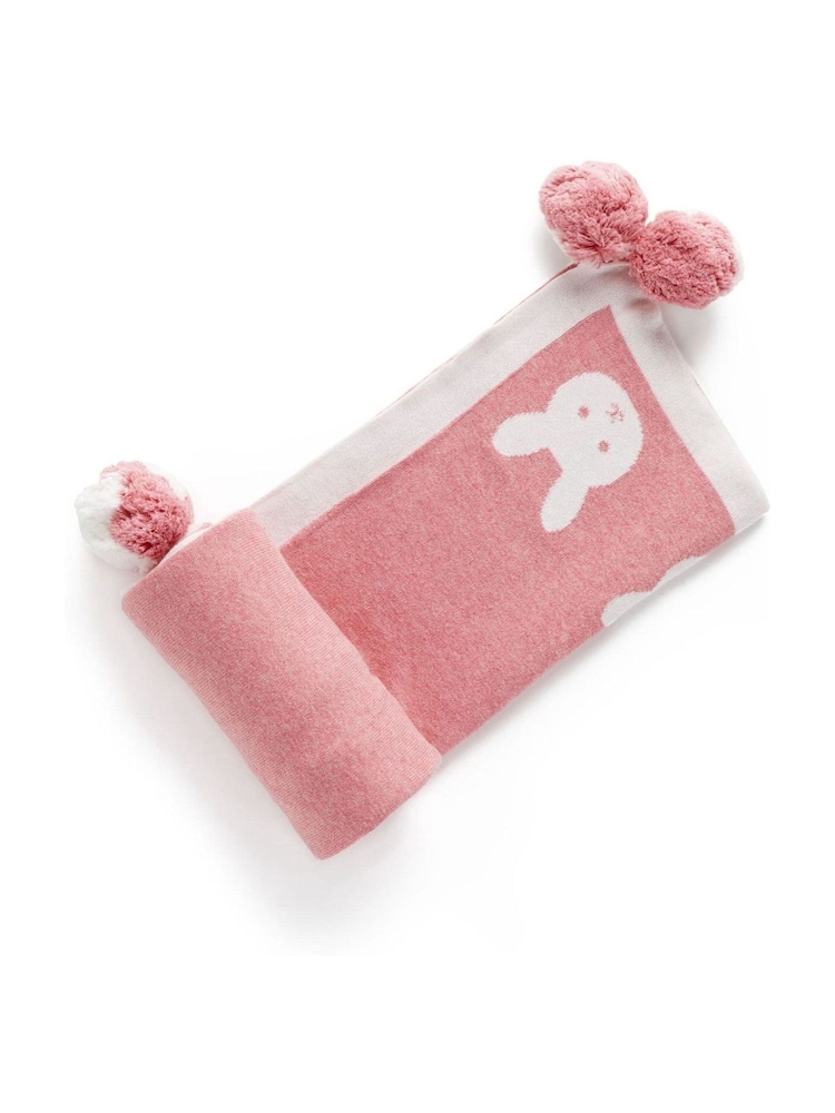Purebaby Pink Border Pom Pom Blanket - Image 2 of 6