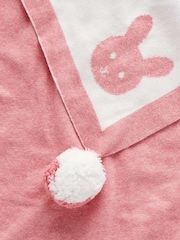 Purebaby Pink Border Pom Pom Blanket - Image 4 of 6