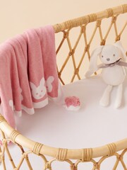 Purebaby Pink Border Pom Pom Blanket - Image 6 of 6