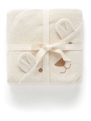 Purebaby Cream Cotton Bear Hooded Towel - Image 1 of 4