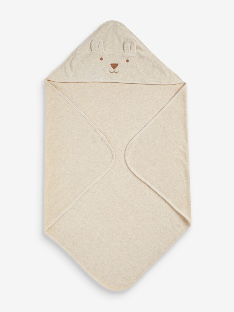 Purebaby Cream Cotton Bear Hooded Towel - Image 2 of 4