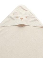 Purebaby Cream Cotton Bear Hooded Towel - Image 4 of 4