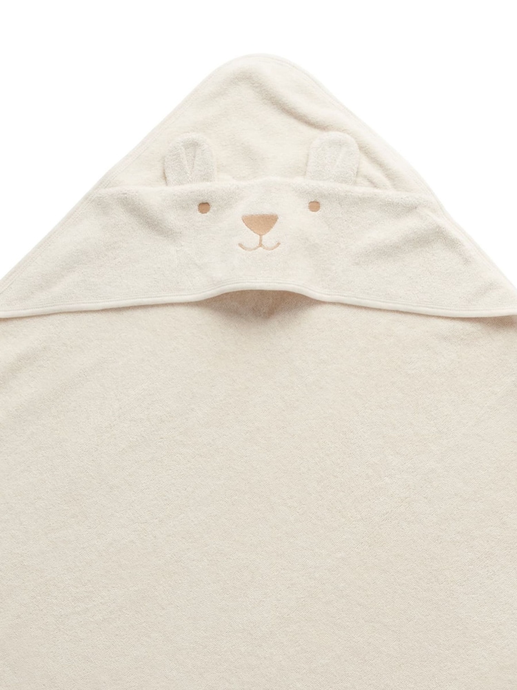 Purebaby Cream Cotton Bear Hooded Towel - Image 4 of 4