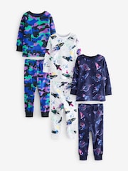Vijoličasta in bela kamuflažna, vesolje - Pižama Snuggle 3 Pack (9mths-8yrs) - Slika 1 iz 5