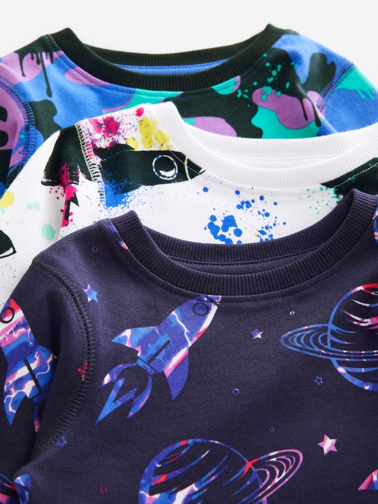 Purple/White Space Camouflage Snuggle Pyjamas 3 Pack (9mths-12yrs) - Image 4 of 5