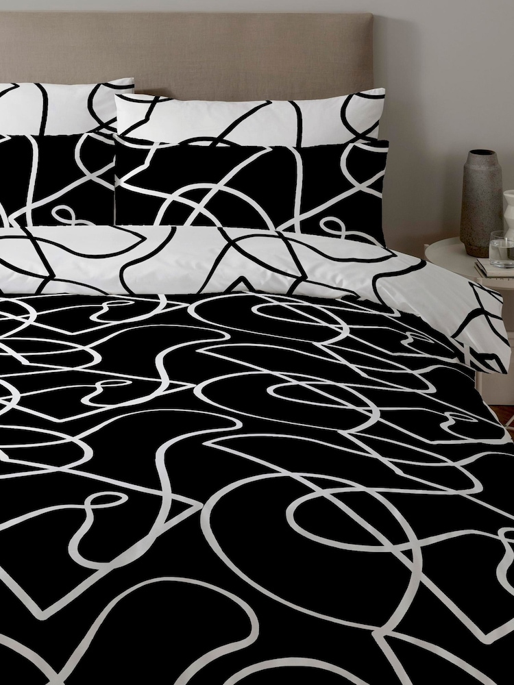 Copenhagen Home Monochrome Pablo Duvet Cover & Pillowcase Set - Image 1 of 4