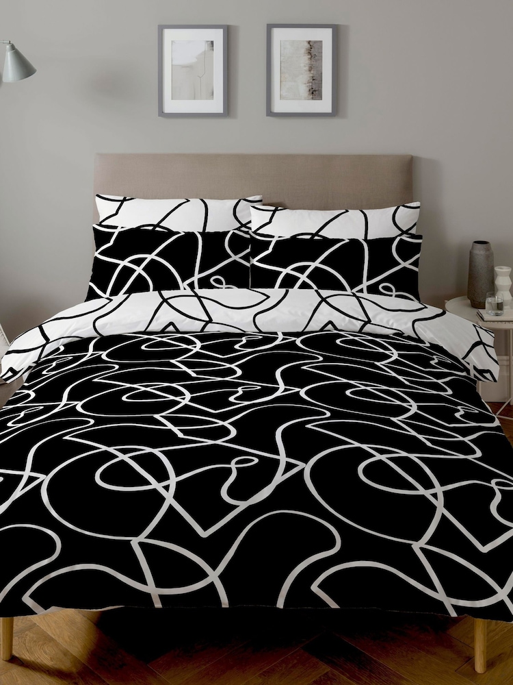 Copenhagen Home Monochrome Pablo Duvet Cover & Pillowcase Set - Image 2 of 4