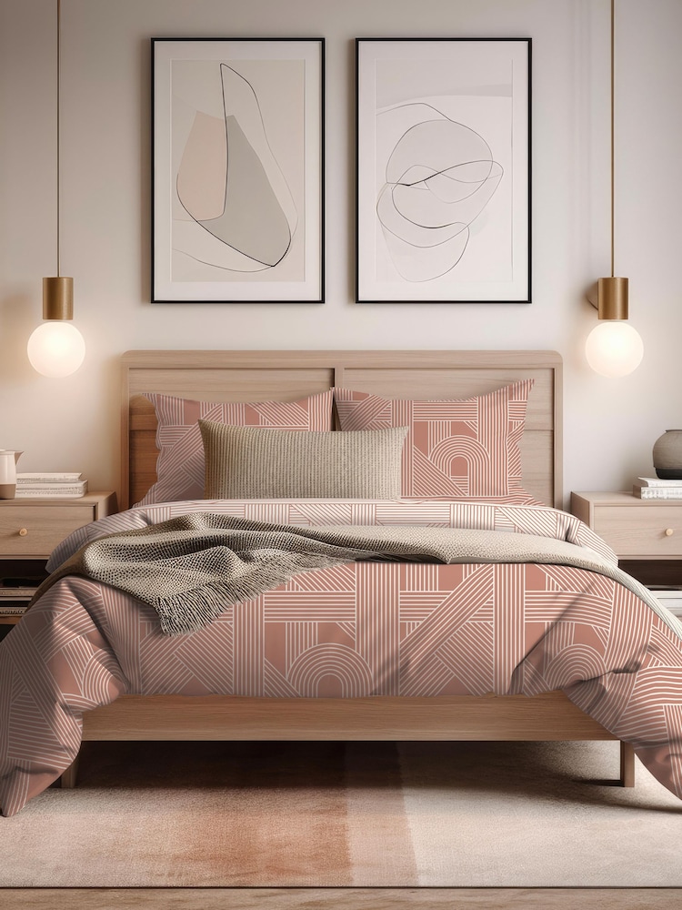 Copenhagen Home Terracotta Frey Duvet Cover & Pillowcase Set - Image 1 of 2