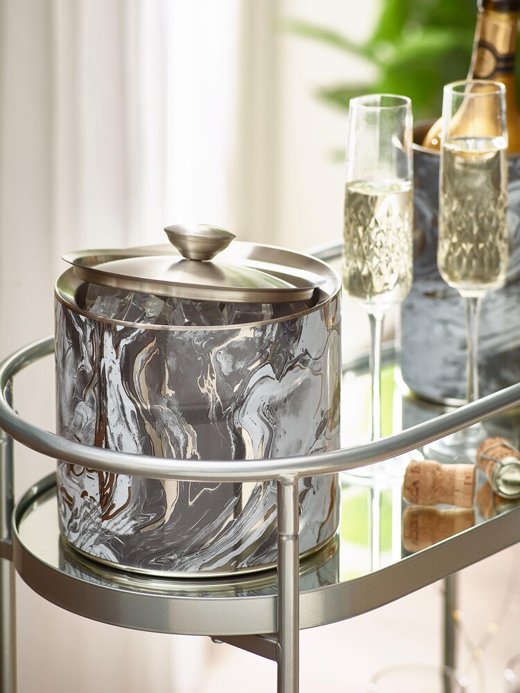 Silver Marble Print Ice Bucket - Image 1 of 4
