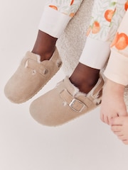 Beige Leather Corkbed Mule Slippers - Image 1 of 7