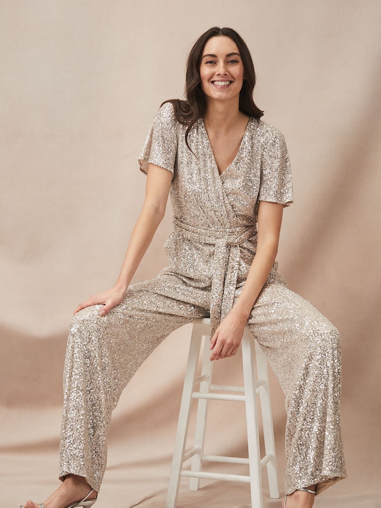 Buy Phase Eight Silver Alessandra Sequin Embellished Jumpsuit from