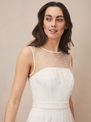 Phase Eight Cream Genova Beaded Wedding Dress - Image 6 of 7