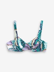 Purple Tropical Print Non Padded Underwired Top Non Pad Bikini Top - Image 2 of 2