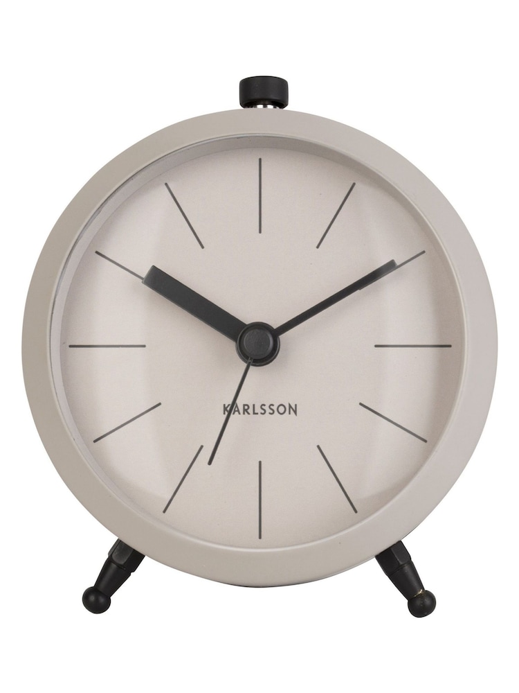 Karlsson Grey Metal Button Alarm Clock - Image 1 of 3