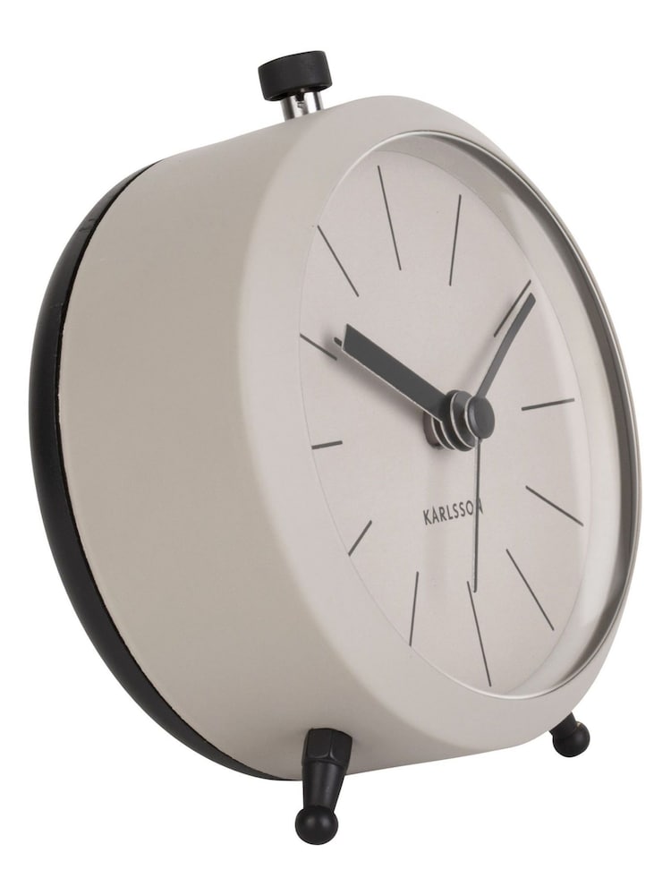 Karlsson Grey Metal Button Alarm Clock - Image 2 of 3