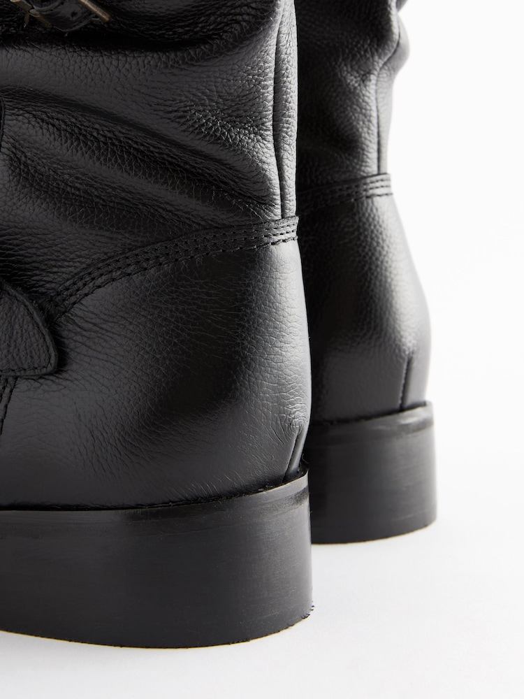 Black Forever Comfort® Leather Faux Fur Lined Slouch Ankle Boots - Image 3 of 6