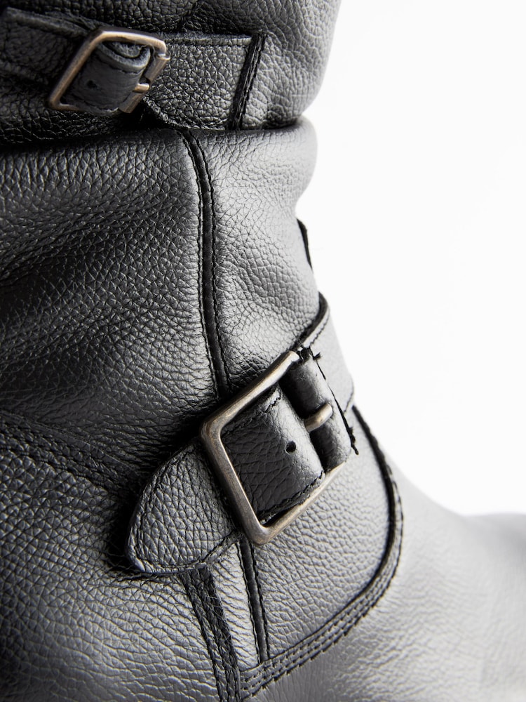 Black Forever Comfort® Leather Faux Fur Lined Slouch Ankle Boots - Image 5 of 6