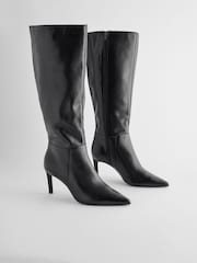 Black Signature Leather Forever Comfort® Point Toe Knee High Boots - Image 4 of 9