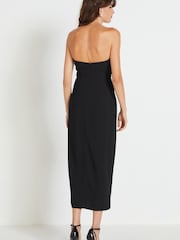 Black Feather Neckline Midi Dress - Image 3 of 7
