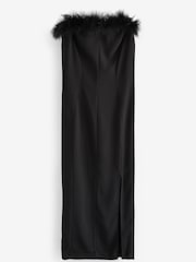 Black Feather Neckline Midi Dress - Image 5 of 7