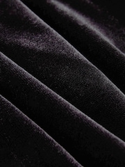 Black Velvet Diamanté Button Detail Mini Dress - Image 7 of 7
