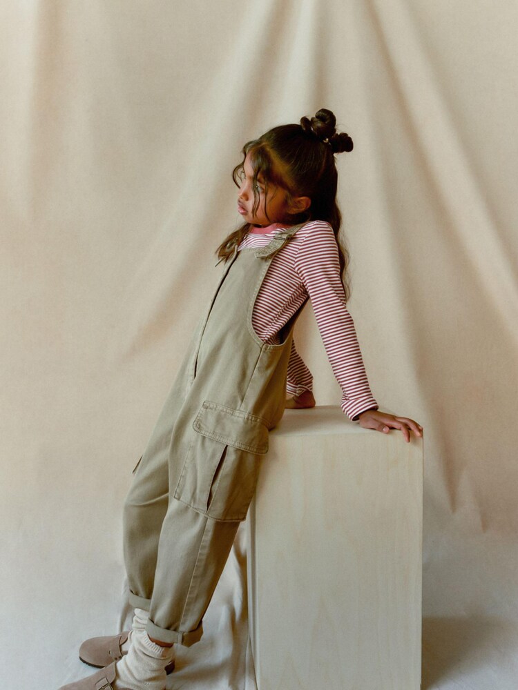 Khaki Green Cargo Pocket Dungarees (3-16yrs) - Image 2 of 6 Khaki Green Cargo Pocket Dungarees (3-16yrs) - Image 2 of 6