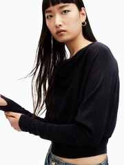 AllSaints Black Ridley M Crop Jumper - Image 6 of 7