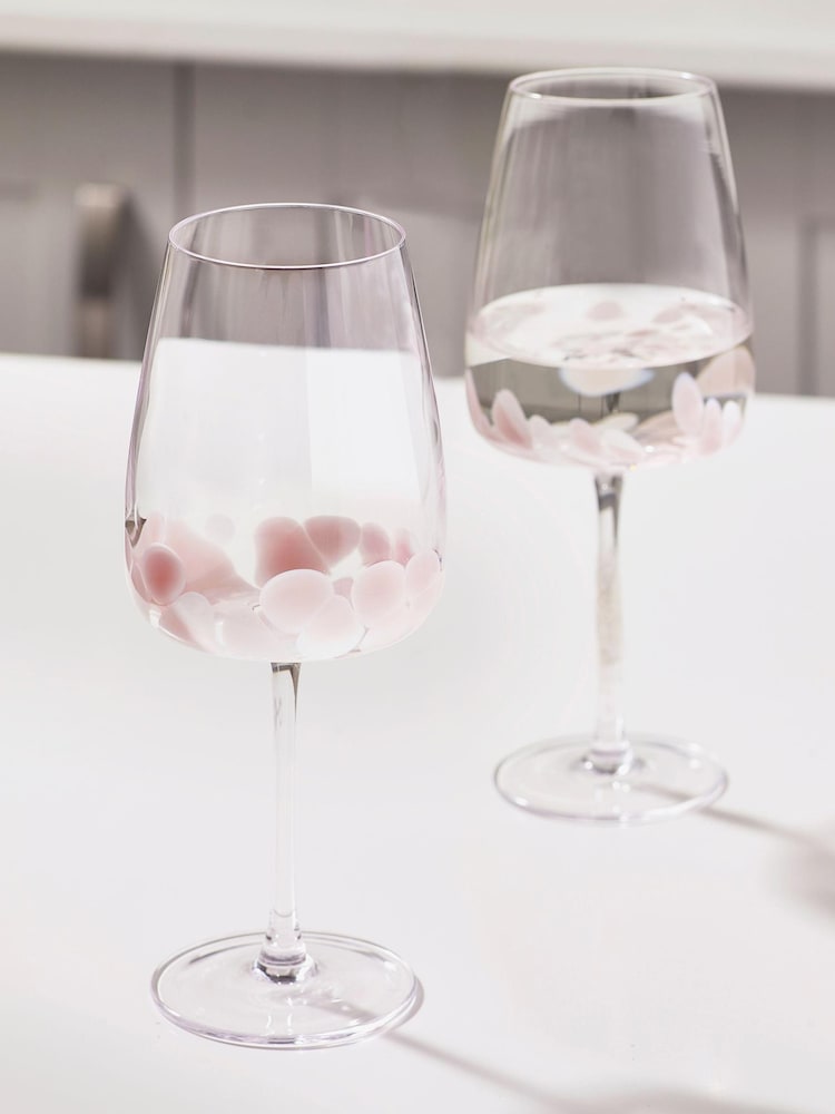 Pink Set of 2 Confetti Wine Glasses - Image 1 of 5