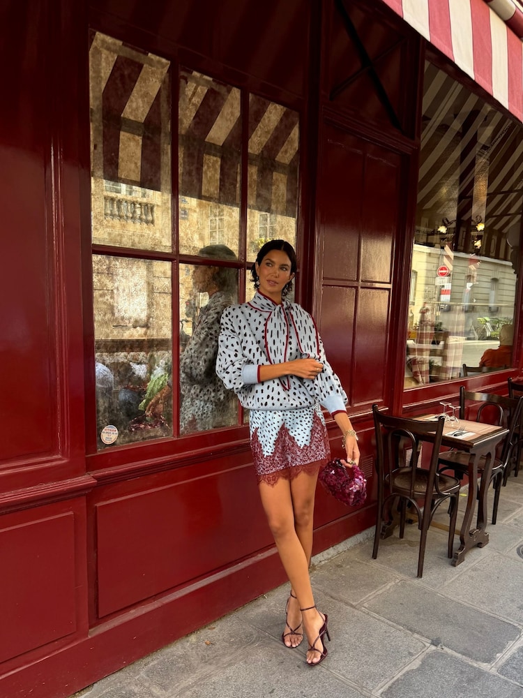 Never Fully Dressed Blue Deer Print Maeva Mini Skirt - Image 1 of 5 Never Fully Dressed Blue Deer Print Maeva Mini Skirt - Image 1 of 5