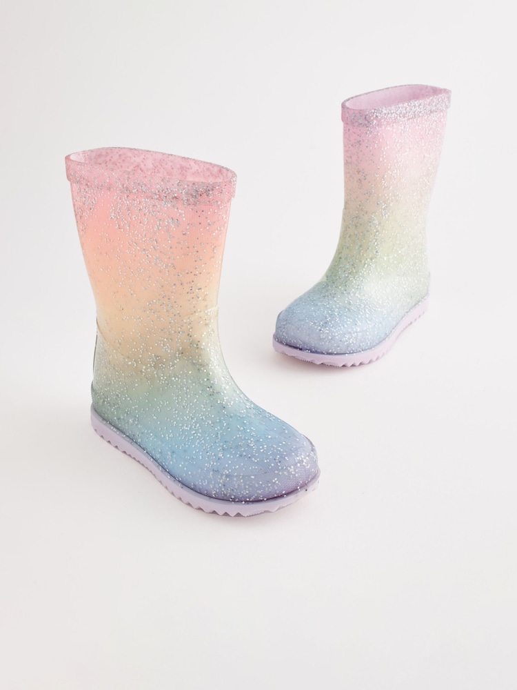 Pastel Rainbow Glitter Wellies - Image 1 of 5