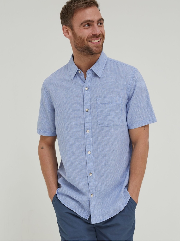 FatFace Blue Bugle Micro Check Shirt - Image 1 of 5