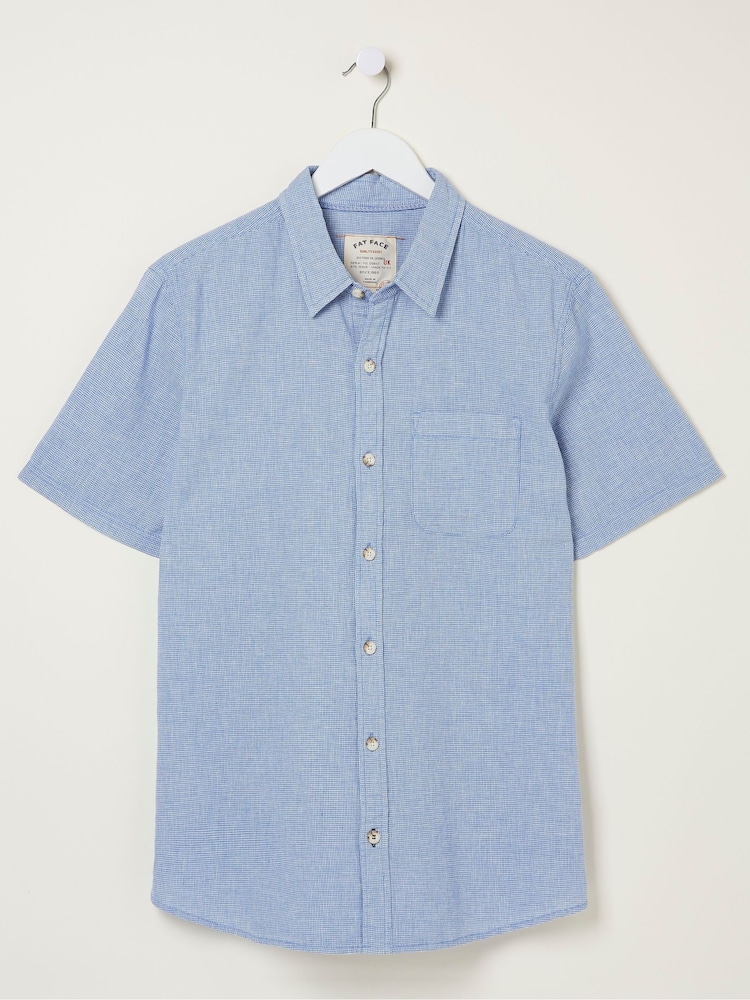 FatFace Blue Bugle Micro Check Shirt - Image 5 of 5