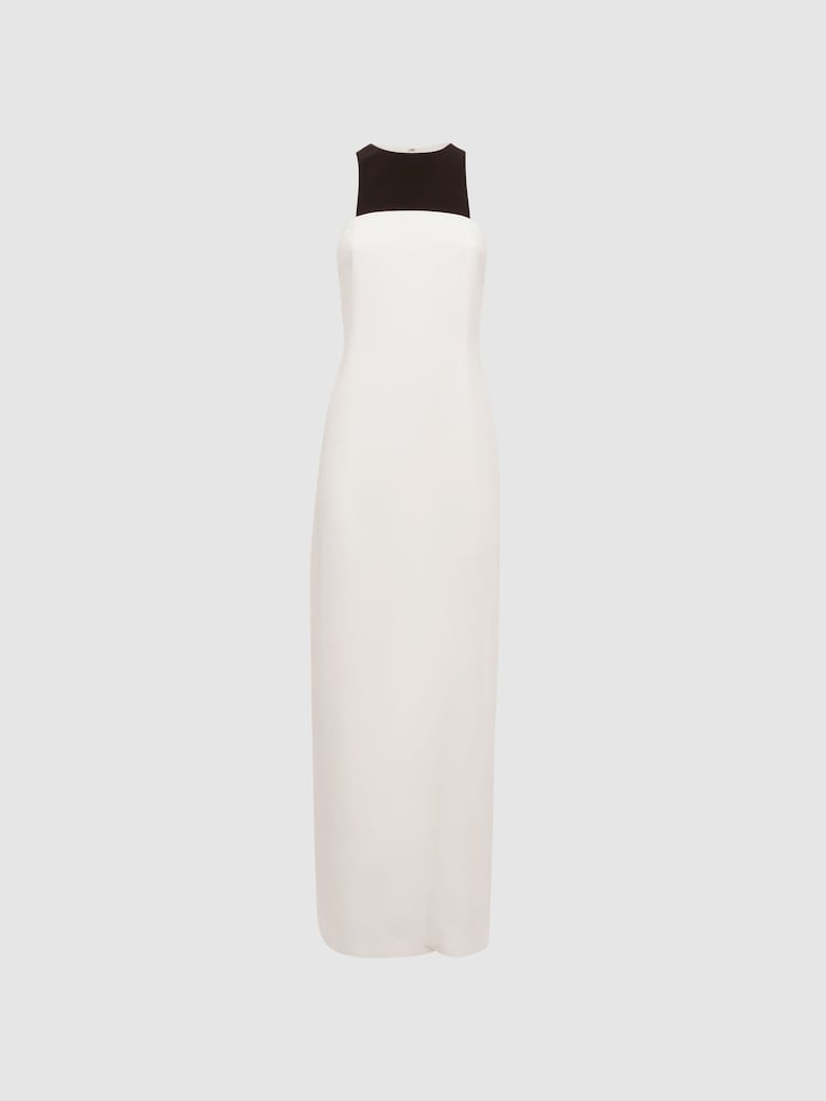 Reiss Ivory Reya Colourblock Fitted Maxi Dress - Image 2 of 4