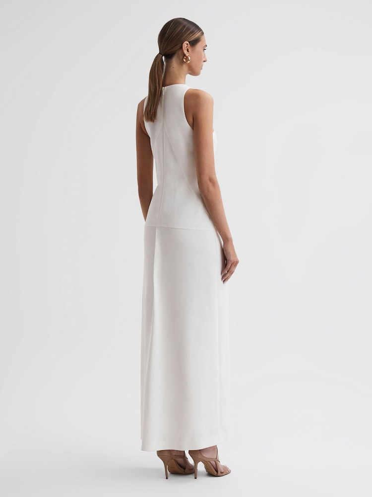 Reiss Ivory Reya Colourblock Fitted Maxi Dress - Image 4 of 4