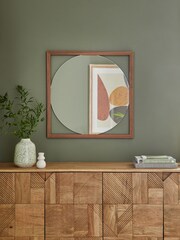 Dark Natural Bronx Framed Round Wall Mirror - Image 1 of 4