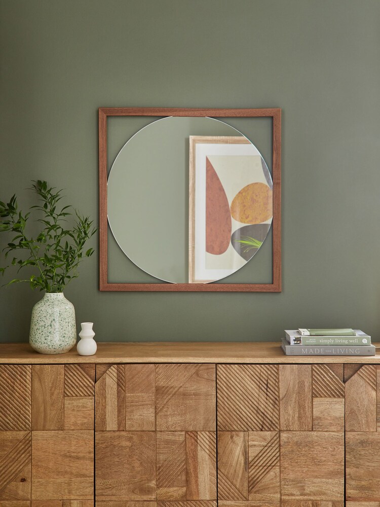 Dark Natural Bronx Framed Round Wall Mirror - Image 1 of 4