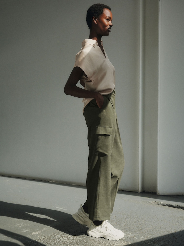 Khaki Green Premium Modal Cargo Trousers - Image 1 of 6