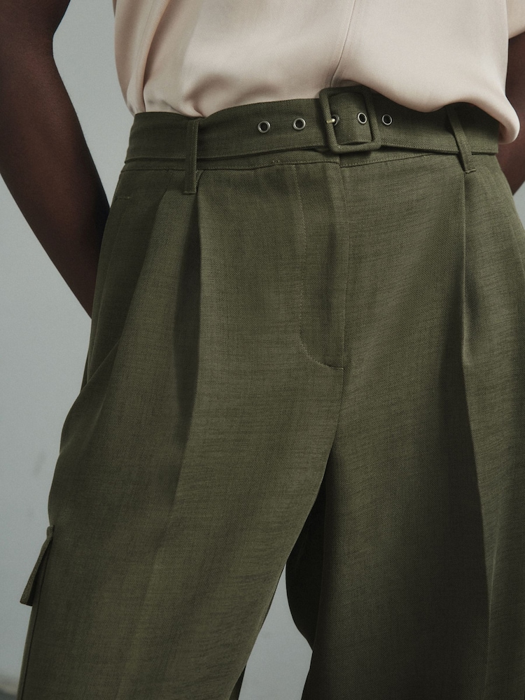 Khaki Green Premium Modal Cargo Trousers - Image 2 of 6
