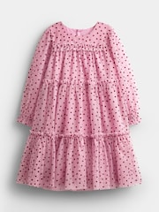 JoJo Maman Bébé Flocked Tiered Dress - Imagen 1 de 4