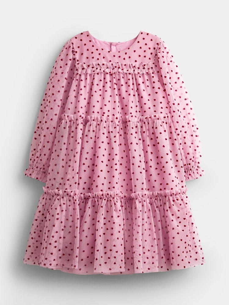 JoJo Maman Bébé Flocked Tiered Dress - Imagen 1 de 4