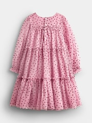 JoJo Maman Bébé Flocked Tiered Dress - Imagen 2 de 4