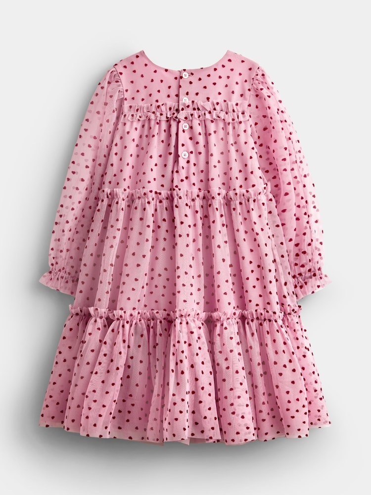 JoJo Maman Bébé Flocked Tiered Dress - Imagen 2 de 4