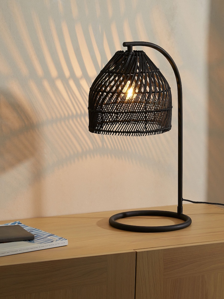 MADE.COM Black Rattan Java Table Lamp - Image 2 of 7
