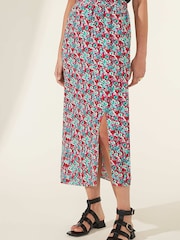 Ro&Zo Purple Print Shirred Waist Skirt - Image 1 of 4
