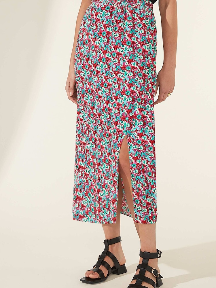 Ro&Zo Purple Print Shirred Waist Skirt - Image 1 of 4 Ro&Zo Purple Print Shirred Waist Skirt - Image 1 of 4